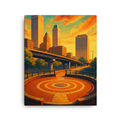 Center of the Universe Tulsa Oklahoma USA canvas print on a plain backdrop in size 16"x20".