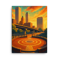 Center of the Universe Tulsa Oklahoma USA canvas print on a plain backdrop in size 18"x24".