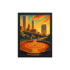 Center of the Universe Tulsa Oklahoma USA framed print on a plain backdrop in size 12"x16".