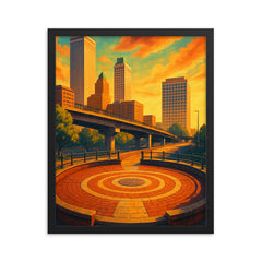 Center of the Universe Tulsa Oklahoma USA framed print on a plain backdrop in size 16"x20".