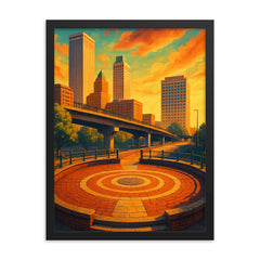 Center of the Universe Tulsa Oklahoma USA framed print on a plain backdrop in size 18"x24".