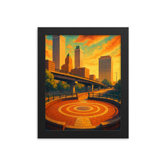 Center of the Universe Tulsa Oklahoma USA framed print on a plain backdrop in size 8"x10".