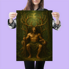 Cernunnos antlered throne in deep forest poster 3