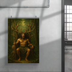 Cernunnos antlered throne in deep forest poster 4
