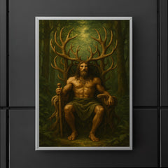 Cernunnos antlered throne in deep forest poster 5