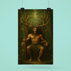 Cernunnos antlered throne in deep forest poster 6