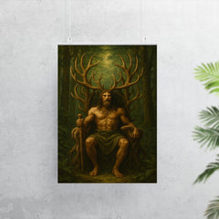Cernunnos antlered throne in deep forest poster 7
