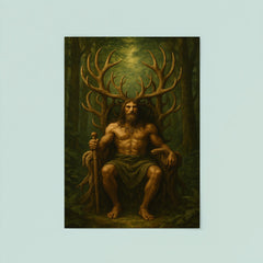 Cernunnos antlered throne in deep forest poster 8