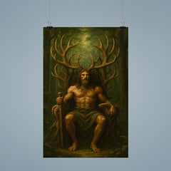 Cernunnos antlered throne in deep forest poster 9