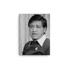 Cesar Chavez canvas print on a plain backdrop in size 12"x16".
