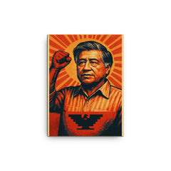 Cesar Chavez canvas print on a plain backdrop in size 12"x16".