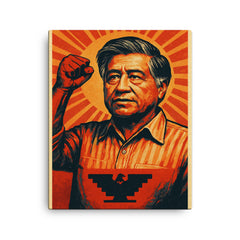 Cesar Chavez canvas print on a plain backdrop in size 16"x20".