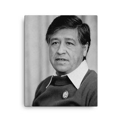 Cesar Chavez canvas print on a plain backdrop in size 16"x20".