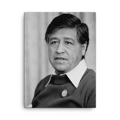 Cesar Chavez canvas print on a plain backdrop in size 18"x24".