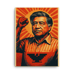 Cesar Chavez canvas print on a plain backdrop in size 18"x24".