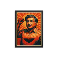 Cesar Chavez framed print on a plain backdrop in size 12"x16".