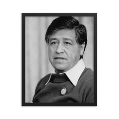 Cesar Chavez framed print on a plain backdrop in size 16"x20".