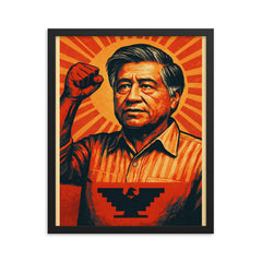 Cesar Chavez framed print on a plain backdrop in size 16"x20".