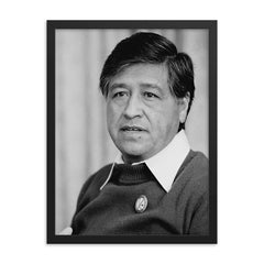 Cesar Chavez framed print on a plain backdrop in size 18"x24".