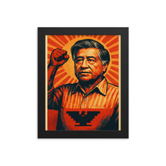 Cesar Chavez framed print on a plain backdrop in size 8"x10".