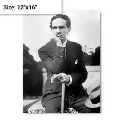 Cesar Vallejo metal print on a plain backdrop in size 12"x16".