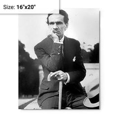 Cesar Vallejo metal print on a plain backdrop in size 16"x20".