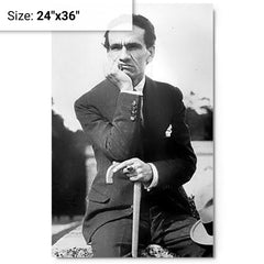 Cesar Vallejo metal print on a plain backdrop in size 24"x36".