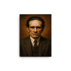 Cesar Vallejo portrait canvas print on a plain backdrop in size 12"x16".