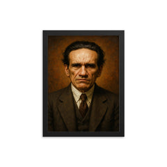 Cesar Vallejo portrait framed print on a plain backdrop in size 12"x16".