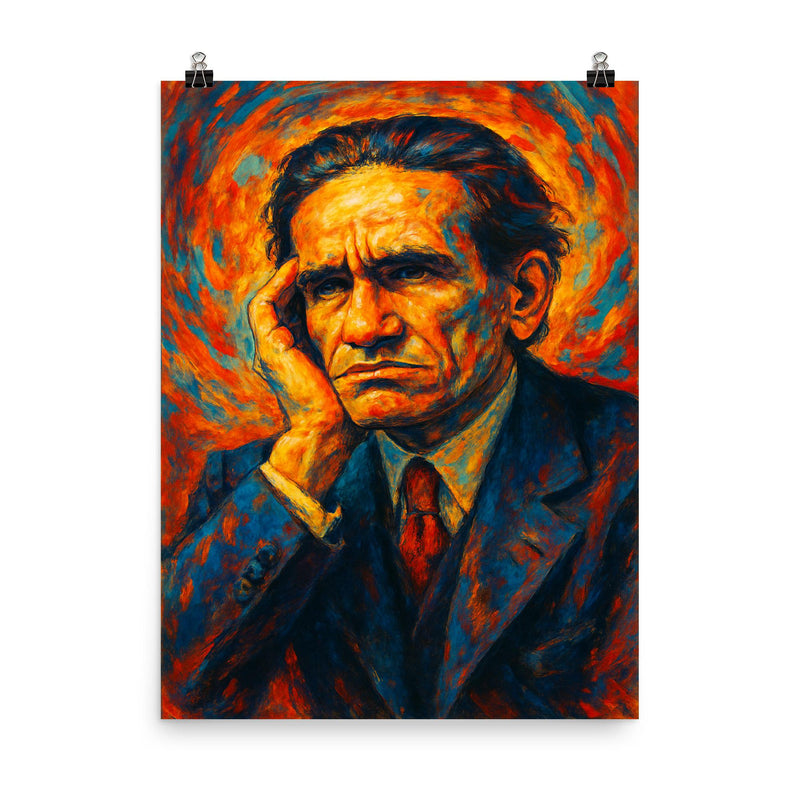 Cesar Vallejo poster on a plain backdrop in size 8