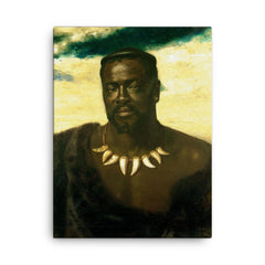 Cetshwayo, King of the Zulus by Karl Rudolf Sohn canvas print on a plain backdrop in size 18"x24".