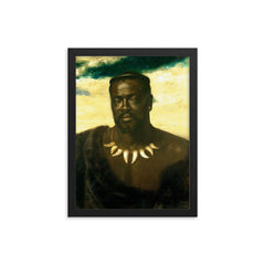 Cetshwayo, King of the Zulus by Karl Rudolf Sohn framed print on a plain backdrop in size 12"x16".