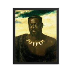 Cetshwayo, King of the Zulus by Karl Rudolf Sohn framed print on a plain backdrop in size 16"x20".