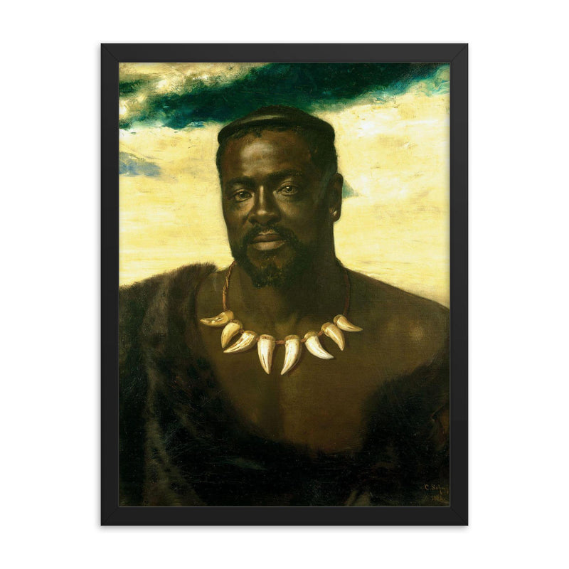 Cetshwayo, King of the Zulus by Karl Rudolf Sohn framed print on a plain backdrop in size 18