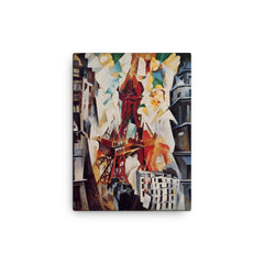 Champ de Mars - The Red Tower by Robert Delaunay canvas print on a plain backdrop in size 12"x16".