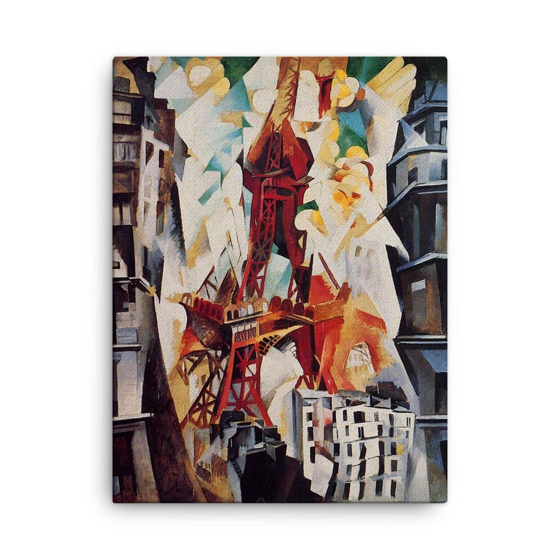 Champ de Mars - The Red Tower by Robert Delaunay canvas print on a plain backdrop in size 18
