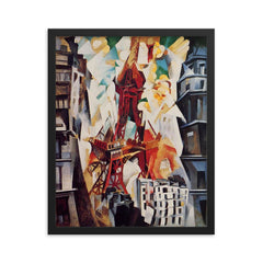 Champ de Mars - The Red Tower by Robert Delaunay framed print on a plain backdrop in size 16"x20".
