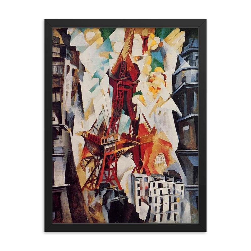 Champ de Mars - The Red Tower by Robert Delaunay framed print on a plain backdrop in size 18
