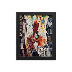 Champ de Mars - The Red Tower by Robert Delaunay framed print on a plain backdrop in size 8"x10".