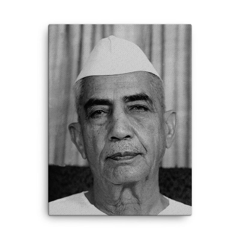 Charan Singh canvas print on a plain backdrop in size 18