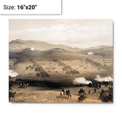 Charge of the Light Brigade by William Simpson metal print on a plain backdrop in size 16"x20".