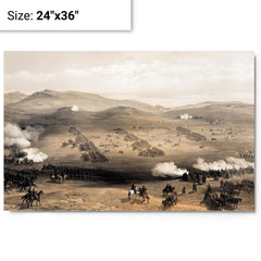 Charge of the Light Brigade by William Simpson metal print on a plain backdrop in size 24"x36".