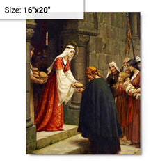 Charity Of Saint Elizabeth Of Hungary by Frederic Leighton metal print on a plain backdrop in size 16"x20".