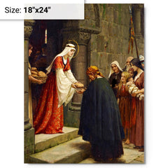 Charity Of Saint Elizabeth Of Hungary by Frederic Leighton metal print on a plain backdrop in size 18"x24".