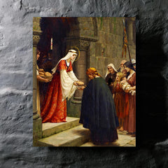 Charity Of Saint Elizabeth Of Hungary by Frederic Leighton metal print mockup