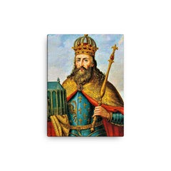 Charlemagne canvas print on a plain backdrop in size 12"x16".