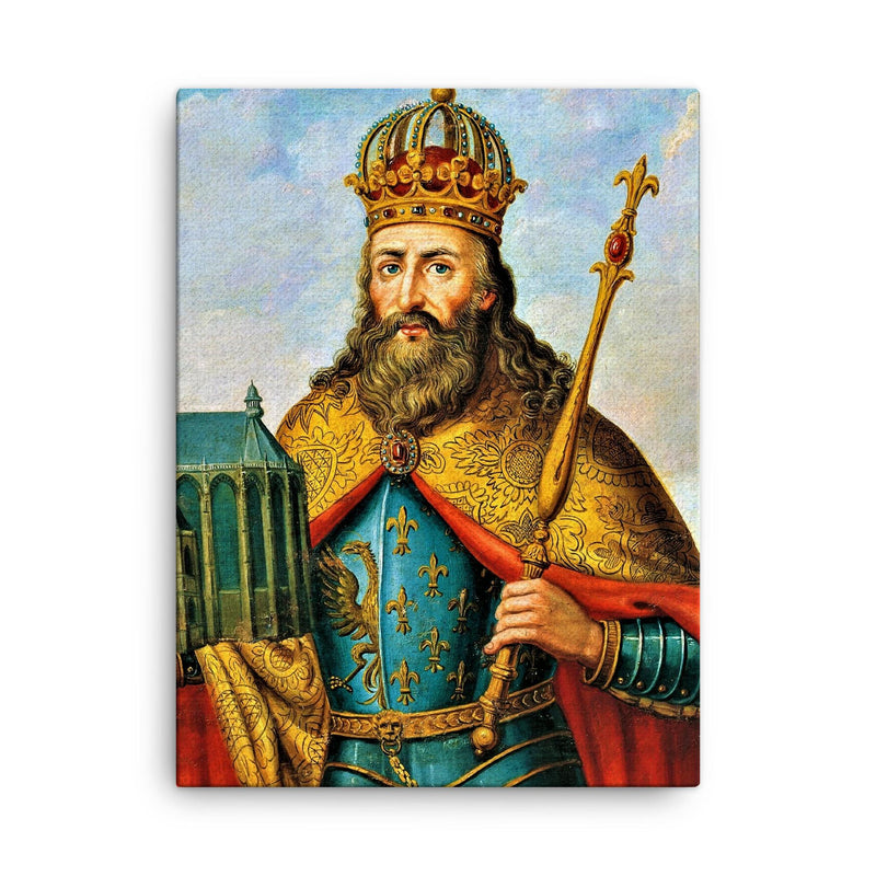 Charlemagne canvas print on a plain backdrop in size 18