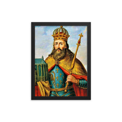 Charlemagne framed print on a plain backdrop in size 12"x16".