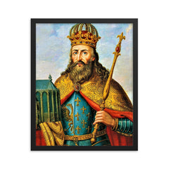 Charlemagne framed print on a plain backdrop in size 16"x20".