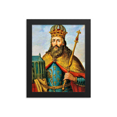 Charlemagne framed print on a plain backdrop in size 8"x10".